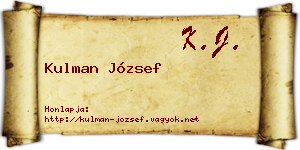 Kulman József névjegykártya