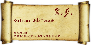 Kulman József névjegykártya